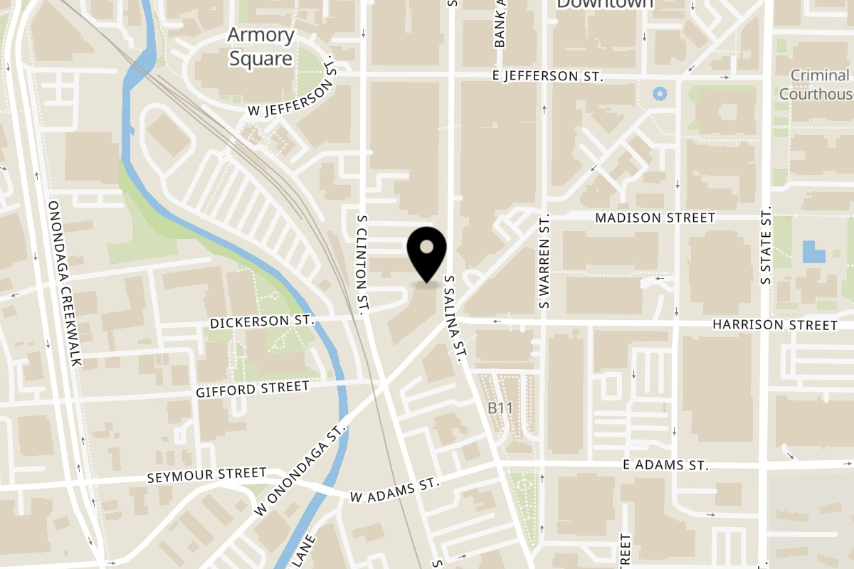 Map showing the location of Masala Heaven Syracuse on 484 S Salina St in Syracuse
